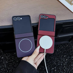 Magsafe Carbon Fiber Pattern Case Samsung Galaxy Z Flip Series by Snagg A Phone Case