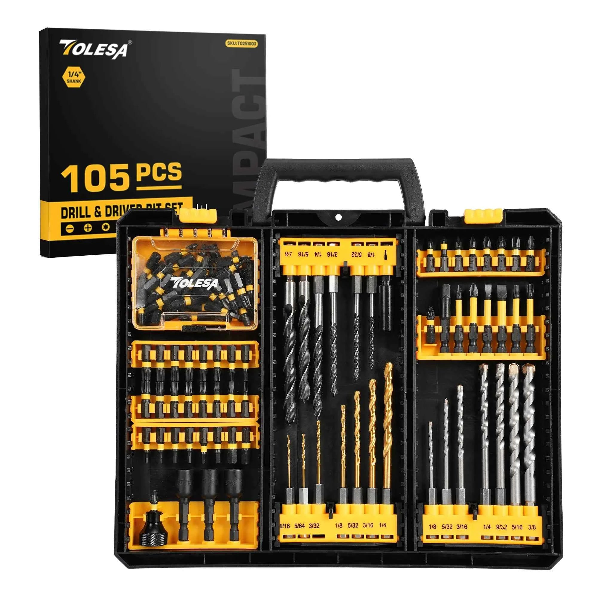 105 Pcs Professional Master Drill & Driver Set | HSS, S2 Steel & Masonry Multi-Material Kit
