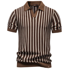 Men's "Ice Silk" Stripe Polo | 2026 Cooling Touch Summer Essential