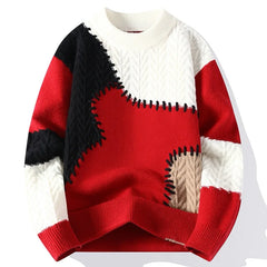 Men’s Patchwork Knit | Winter Loose Streetwear Pullover