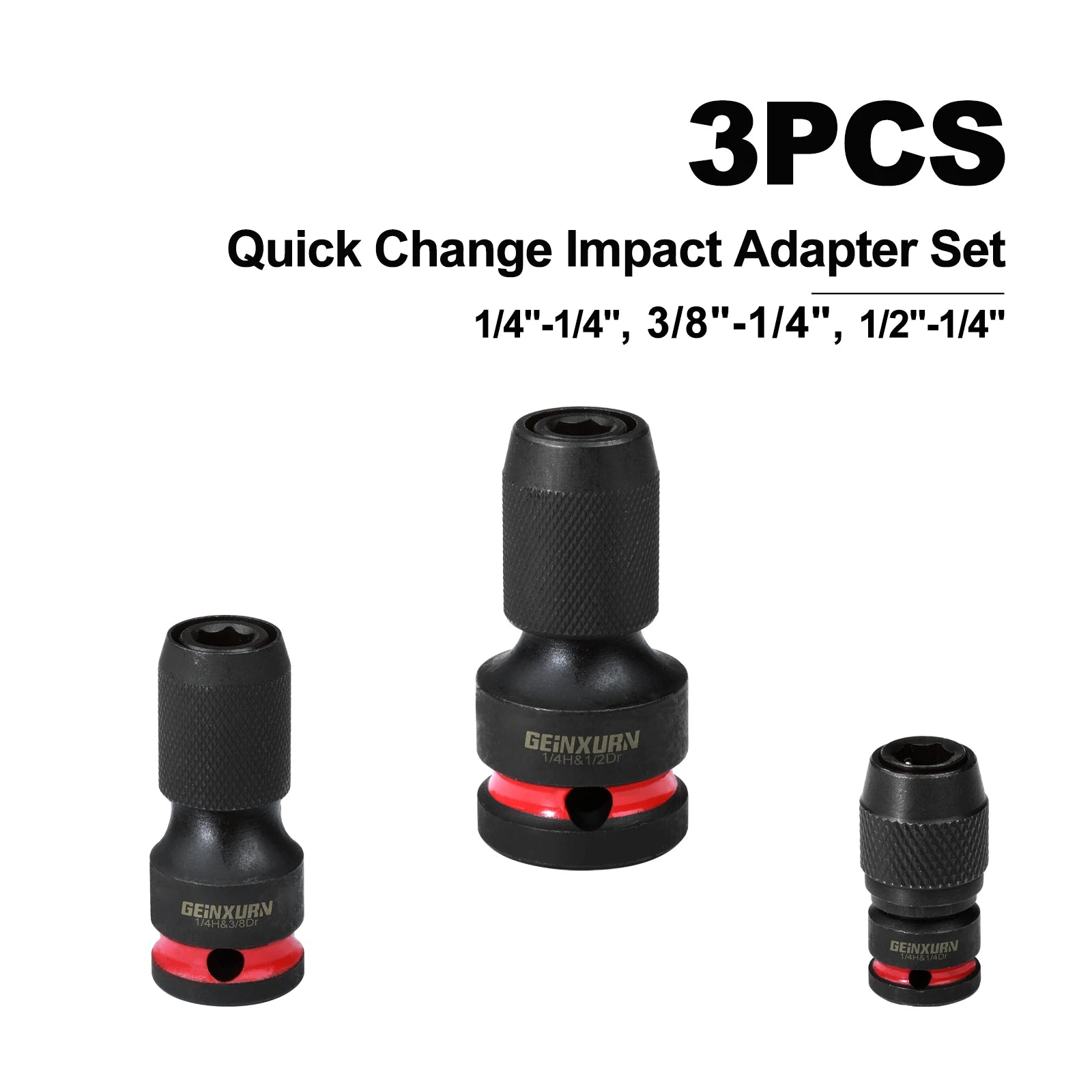 Impact Screwdriver Bit Holders 6pcs | 1/2" 3/8" 1/4" Square Drive to 1/4" Quick-Release Hex Adapter