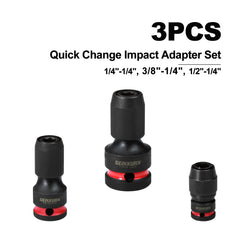 Impact Screwdriver Bit Holders 6pcs | 1/2" 3/8" 1/4" Square Drive to 1/4" Quick-Release Hex Adapter