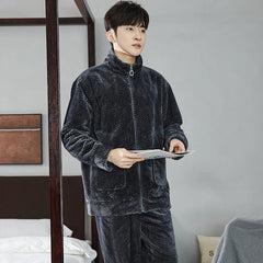 Men's Coral Fleece Pajama Set | Thickened Flocking Long Sleeve Winter Warm Couple Loungewear