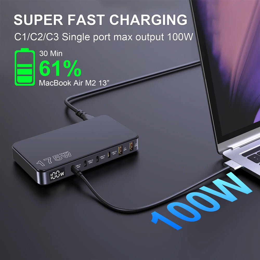 175W GaN 6-Port Fast Charging by Snagg A Charging Station