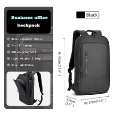 Slim Waterproof Business Backpack 15.6" with USB Charging Port