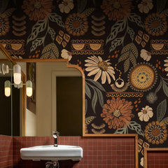 Vintage Boho Brown Floral Peel & Stick Wallpaper by Snagg A Wallpaper