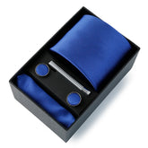 Luxury Men’s Tie Set Solid Colour Slim Necktie Hanky Cufflinks & Clip - Others In Fashion