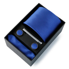 Luxury Men’s Tie Set Solid Colour Slim Necktie Hanky Cufflinks & Clip - Others In Fashion