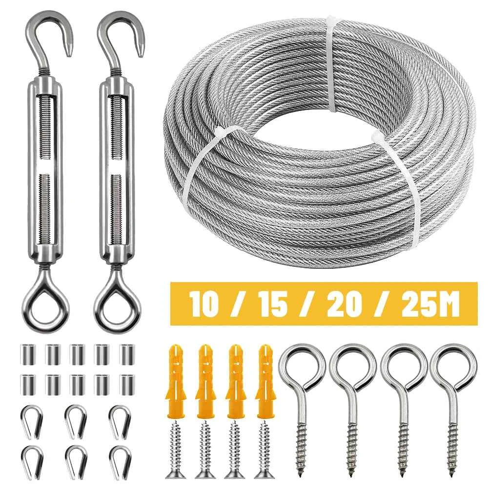 PVC Transparent Stainless Steel Wire Rope 10–25M | 2mm Cable for Clothesline Guardrail Safety Rope