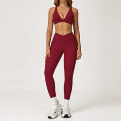Women's 2-Piece Yoga Tracksuit | Push-Up Bra & High Waist Leggings Gym Fitness Sportswear