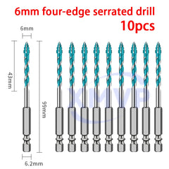 Four-edge serrated eccentric drill bit, high-hardness tile drilling, concrete Nemesis, super-hard special electric drill