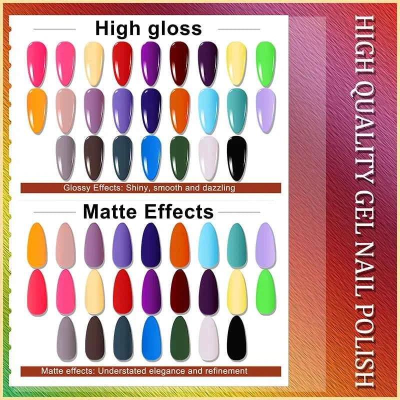 Professional 28 Piece Glass Bottle Gel Collection – 25 Color Palette with High-Gloss & Velvet Matte Finishes