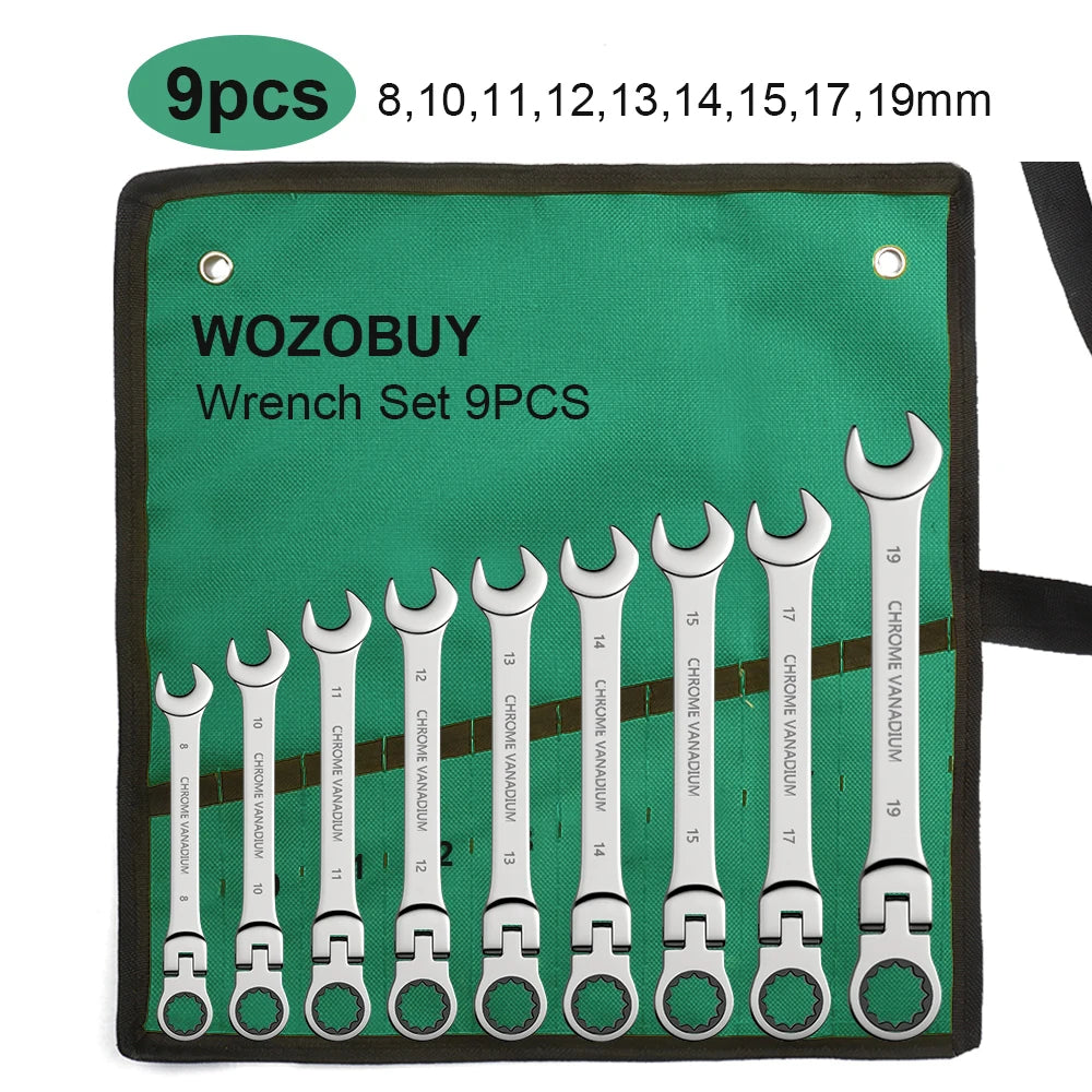 Flex Head Ratchet Spanner Wrench Set (8–22mm) by Snagg A Wrench Set