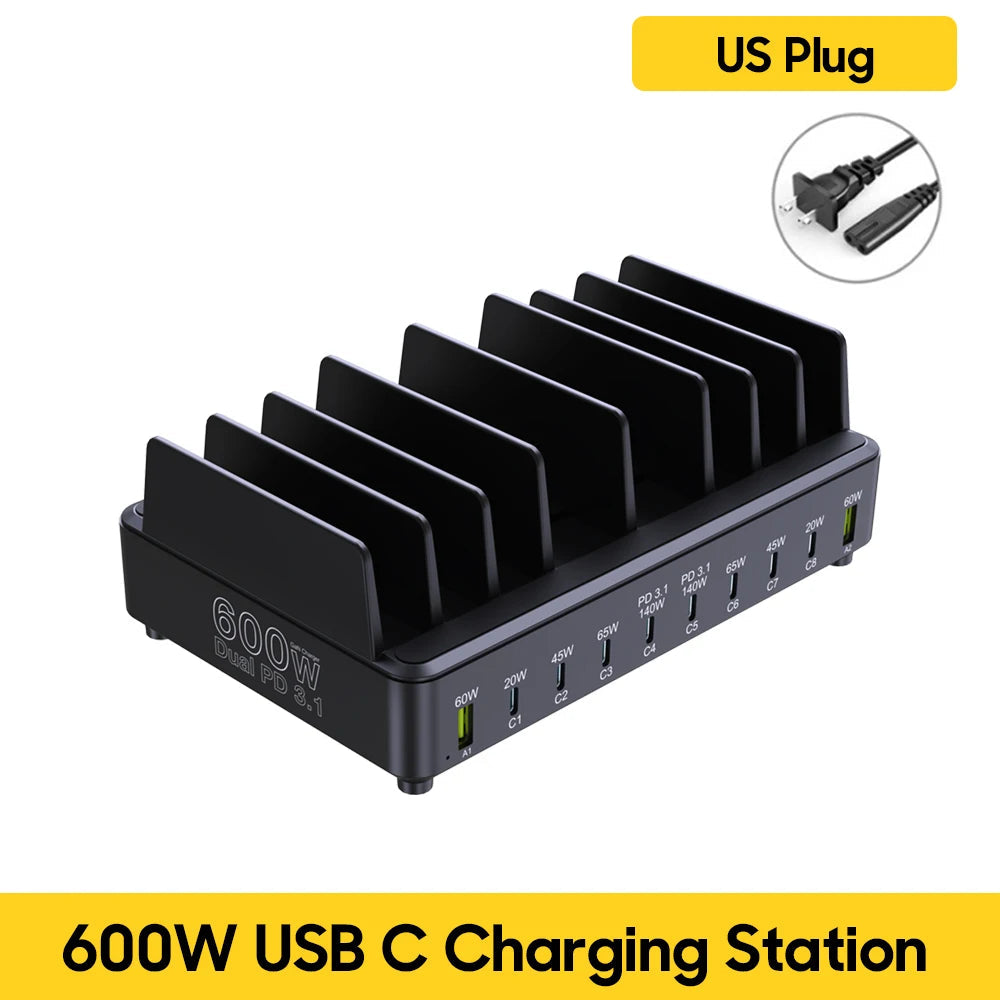 600W USB Fast Charger 10-Port GaN Charging Station Stand by Snagg A Charging Station