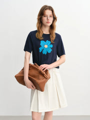 Autumn 2025 Floral Knit Casual Blouse