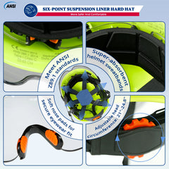 Vented construction safety helmet with double visors and earmuffs – image 6