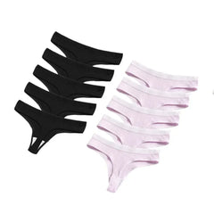 Seamless Cotton G-String 10-Pack | Breathable Thong Solid Colour Plus Size Women's Underwear