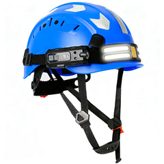 Construction safety helmet with headlamp and reflective stickers – image 9