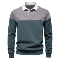 Men’s Premium Color Block Sweatshirt | Business Casual Polo-Collar Pullover