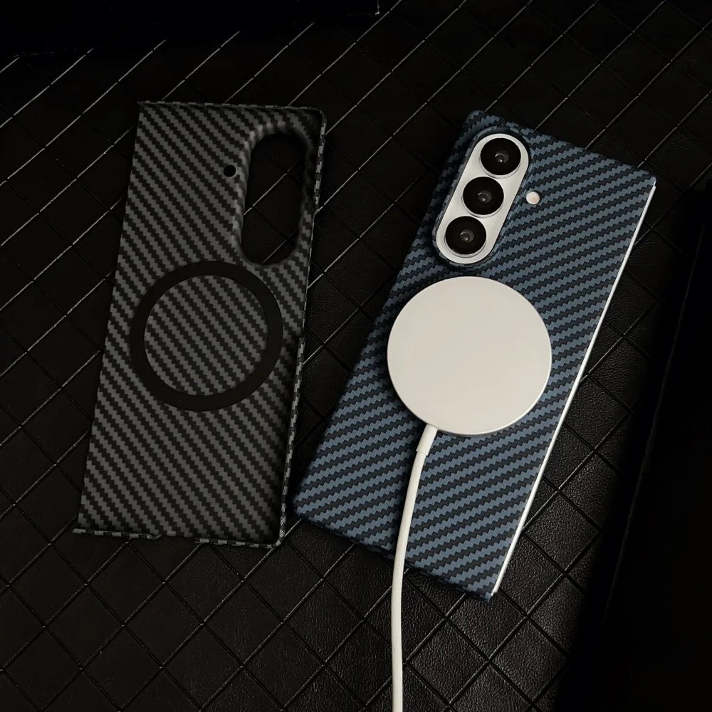 Carbon Fiber Pattern Magnetic Case For Samsung Z Fold 7 Series by Snagg A Phone Case