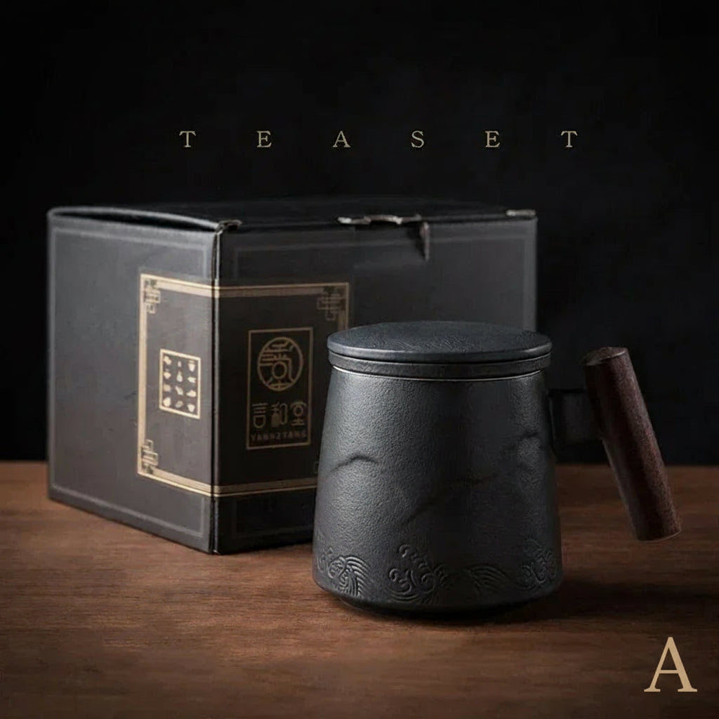 Ceramic Tea Mug with Wooden Handle by Snagg A Cup