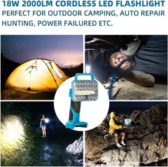 18W 2000LM Cordless LED Flashlight for Makita 18V, USB Port, for Camping, Hiking, Job Site, Indoor & Outdoor Use (No Battery)