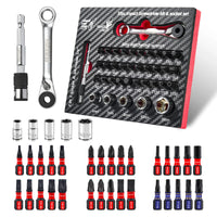 37 Pcs Metric Impact Screwdriver & Socket Set – Mixed S2 Steel Bits with EVA Foam Storage Tray