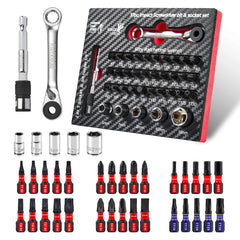 37 Pcs Metric Impact Screwdriver & Socket Set – Mixed S2 Steel Bits with EVA Foam Storage Tray