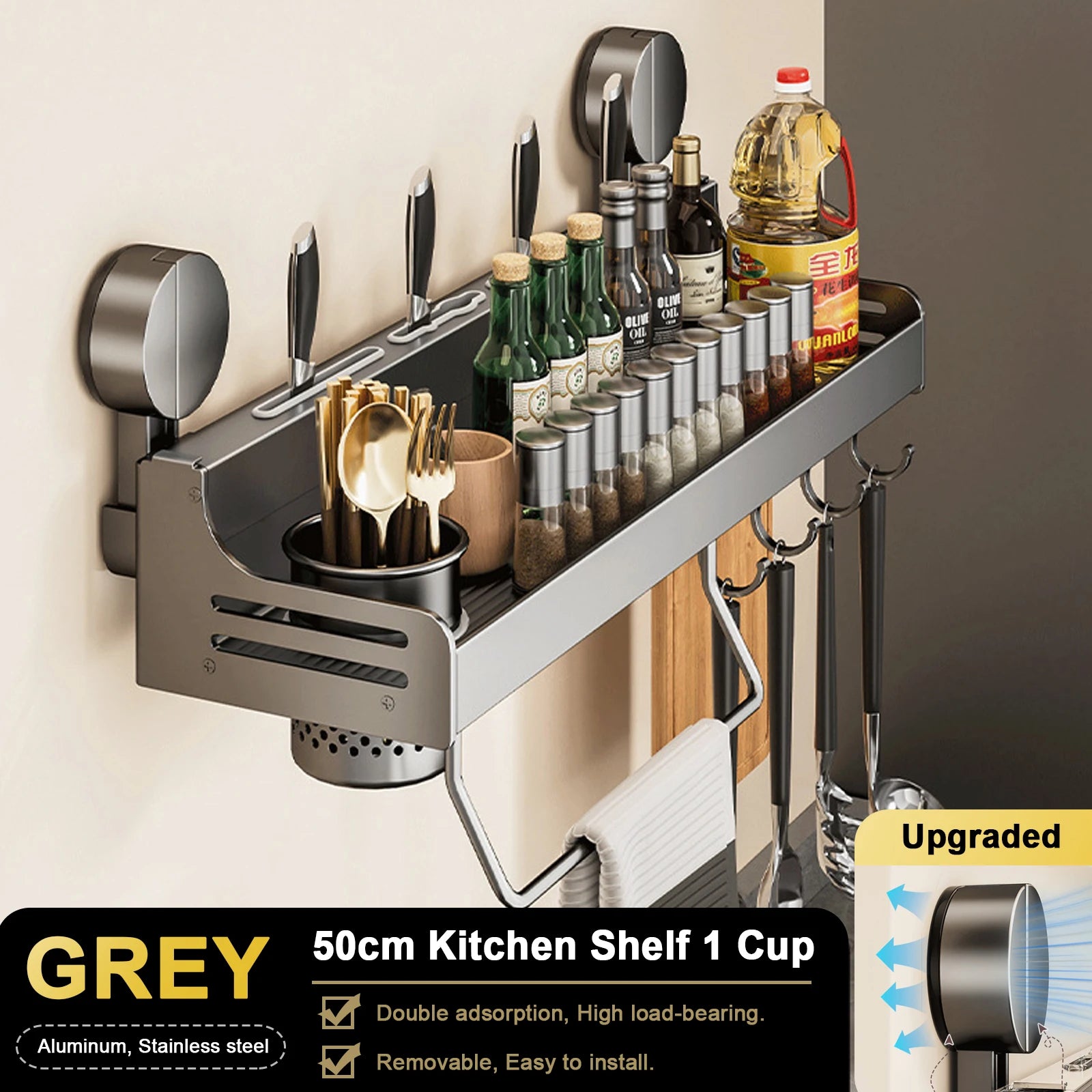 Wall-Mounted Kitchen Organizer Shelf by Snagg A Rack