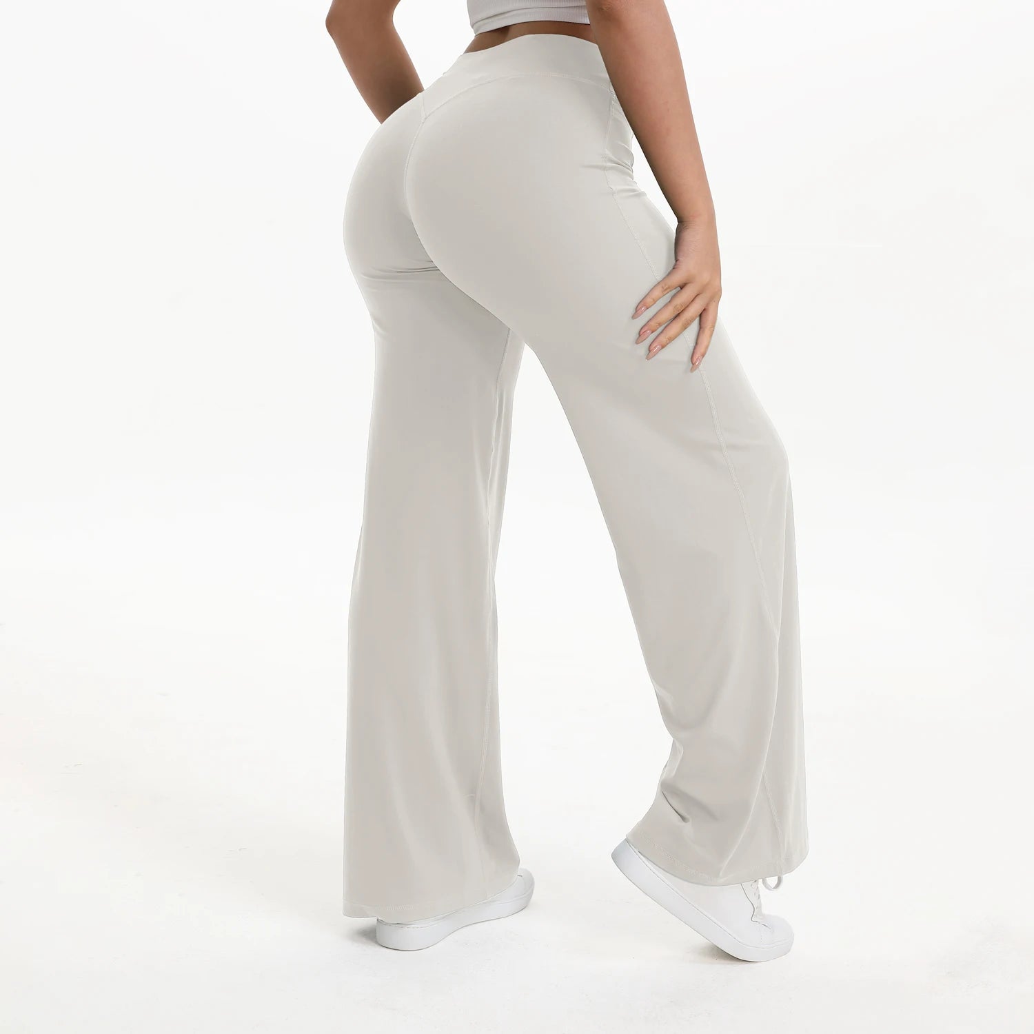 Women's Straight Leg Yoga Pants | Mid-Waist Naked-Feel Pilates Running Gym Leggings Sports Trousers