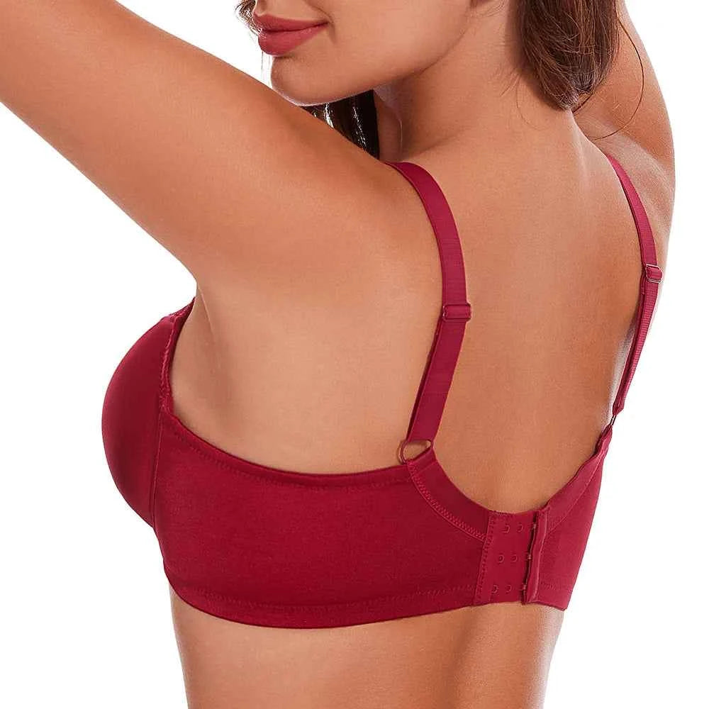 Floral Lace Minimizer T-Shirt Bra | Underwire Full Coverage Non-Padded Unlined