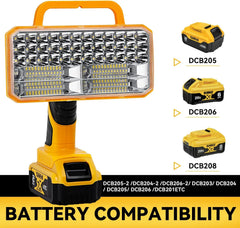 4200LM Cordless LED Work Light for Dewalt 20V MAX 3 Brightness Modes 90° Adjustable Head 5V/2.1A USB Port - Yellow