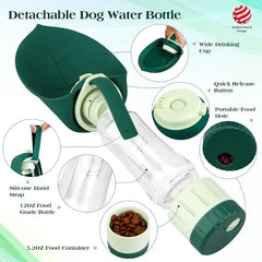 Portable Dog Water Bottle with Food Container by Snagg A Feeder