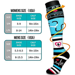 Unisex Compression Socks 20–30 mmHg Graduated Support for Nurses, Runners & Travel