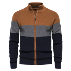 Men’s Patchwork Cotton Cardigan | Premium Full-Zip Autumn/Winter Sweater