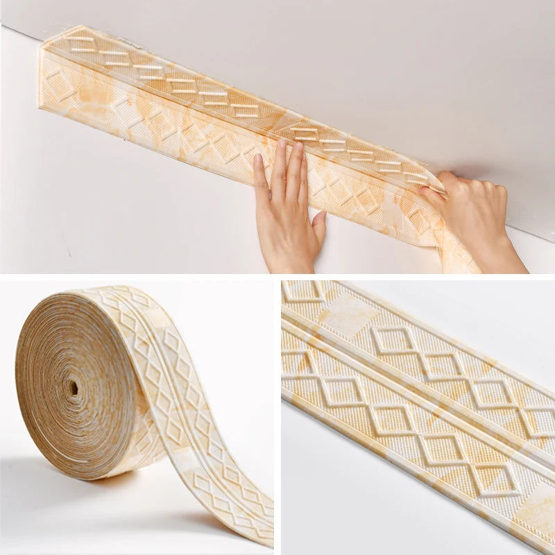 9.2M Self-Adhesive 3D Diamond Wall Skirting Border by Snagg A Wallpaper