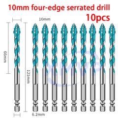 Four-edge serrated eccentric drill bit, high-hardness tile drilling, concrete Nemesis, super-hard special electric drill