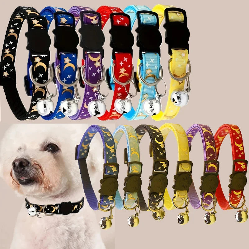 12pcs Adjustable Pet Collars with Star & Moon Print by Snagg A Pet Collars