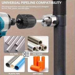 3 Pcs Heavy Duty Pipe Threading Tool Kit | Internal & External Threads for 1/2", 3/4" & 1" Pipes