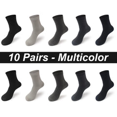 10 Pair Bamboo Business Socks, Soft, Breathable Black Crew (Sizes 39–48)