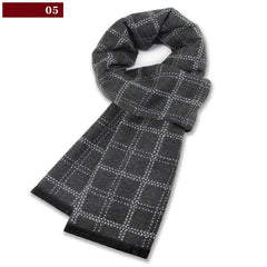 Men’s Luxury Wool Scarf — Cashmere Silk Blend Winter Plaid Shawl