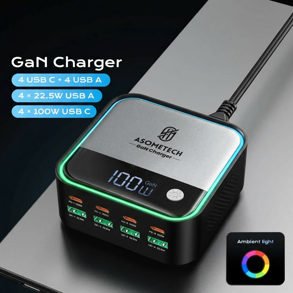 8 Port GaN USB-C Desktop Charger by Snagg A Charging Station