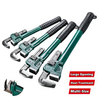 Set of heavy-duty pipe pliers with detachable heads on a white background