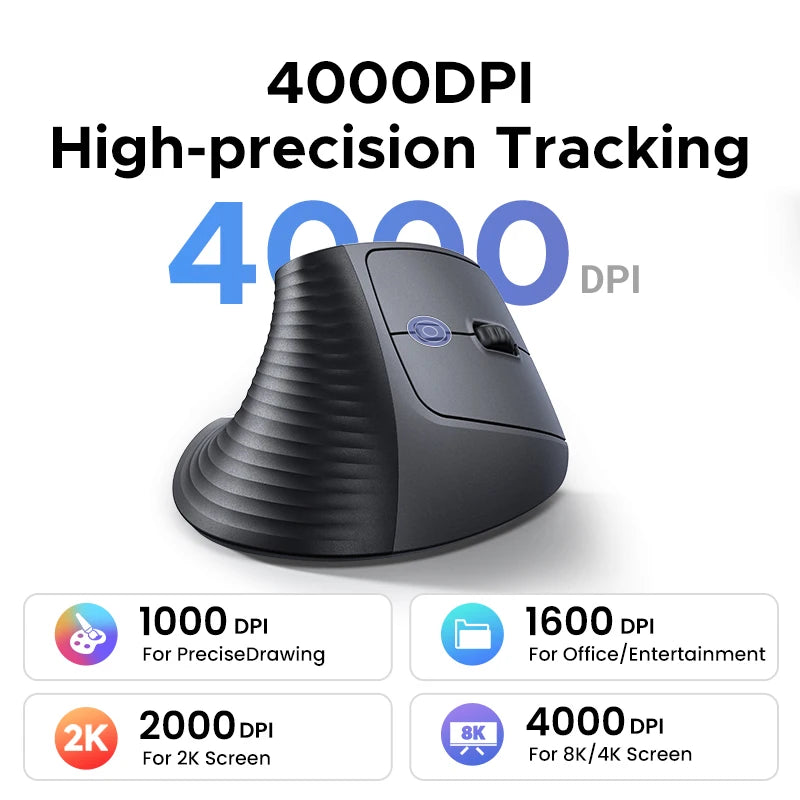 Vertical Wireless Mouse – 2.4G Ergonomic Design with 4000 DPI for PC, Laptop & Tablet by Snagg A Gaming Mouse