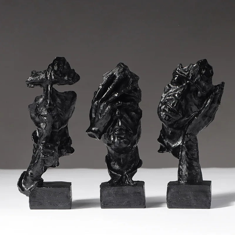 Abstract Resin Sculpture Set – “Silence Is Gold” by Snagg A Sculpture