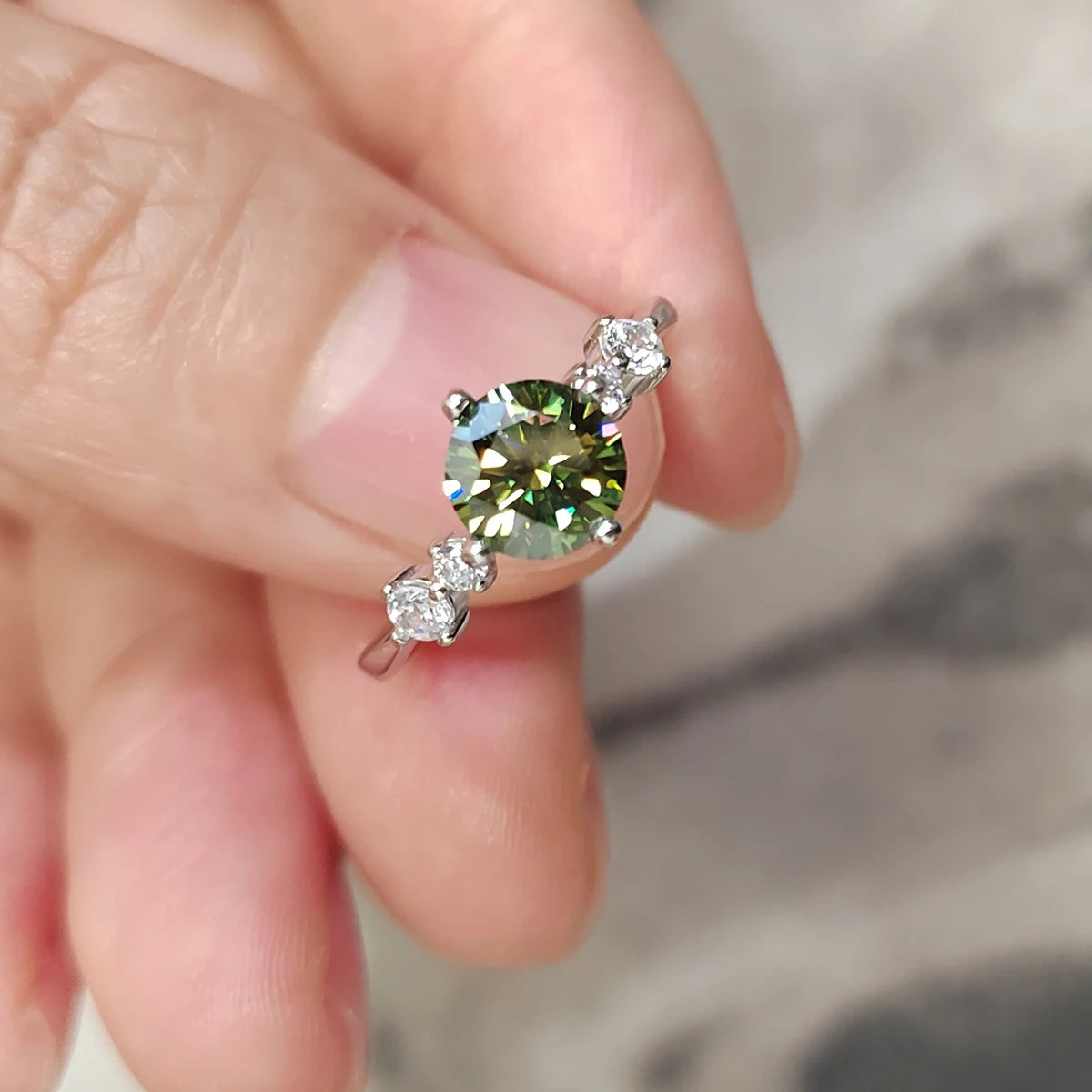 Green Moissanite Ring by Snagg A Ring