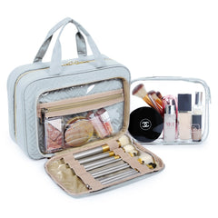 Women's Large Waterproof Cosmetic Bag – Travel Makeup Pouch Organiser with 360° Swivel Hook