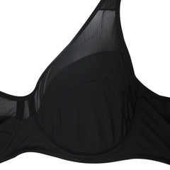 Plus Size V-Neck Minimizer Bra | Lace Mesh Underwire Full Coverage Non-Padded Ultra-Thin