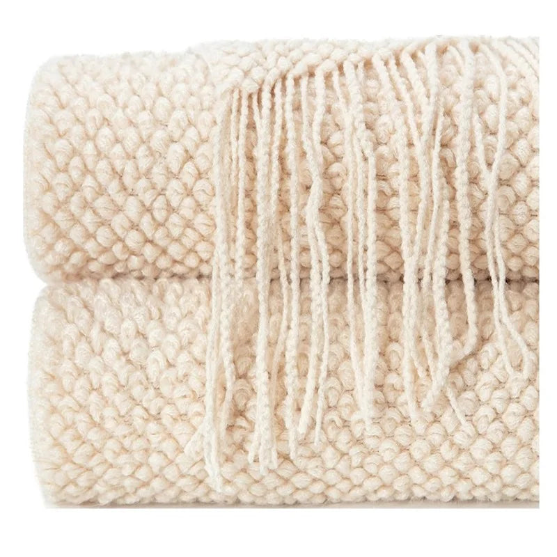 Knitted Throw Blanket – Cozy Comfort with Fringe by Snagg A Throw