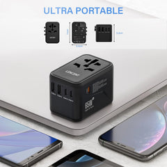 65W/100W GaN International Travel Adapter with 2USB 3 Type C by Snagg A Travel Adapter